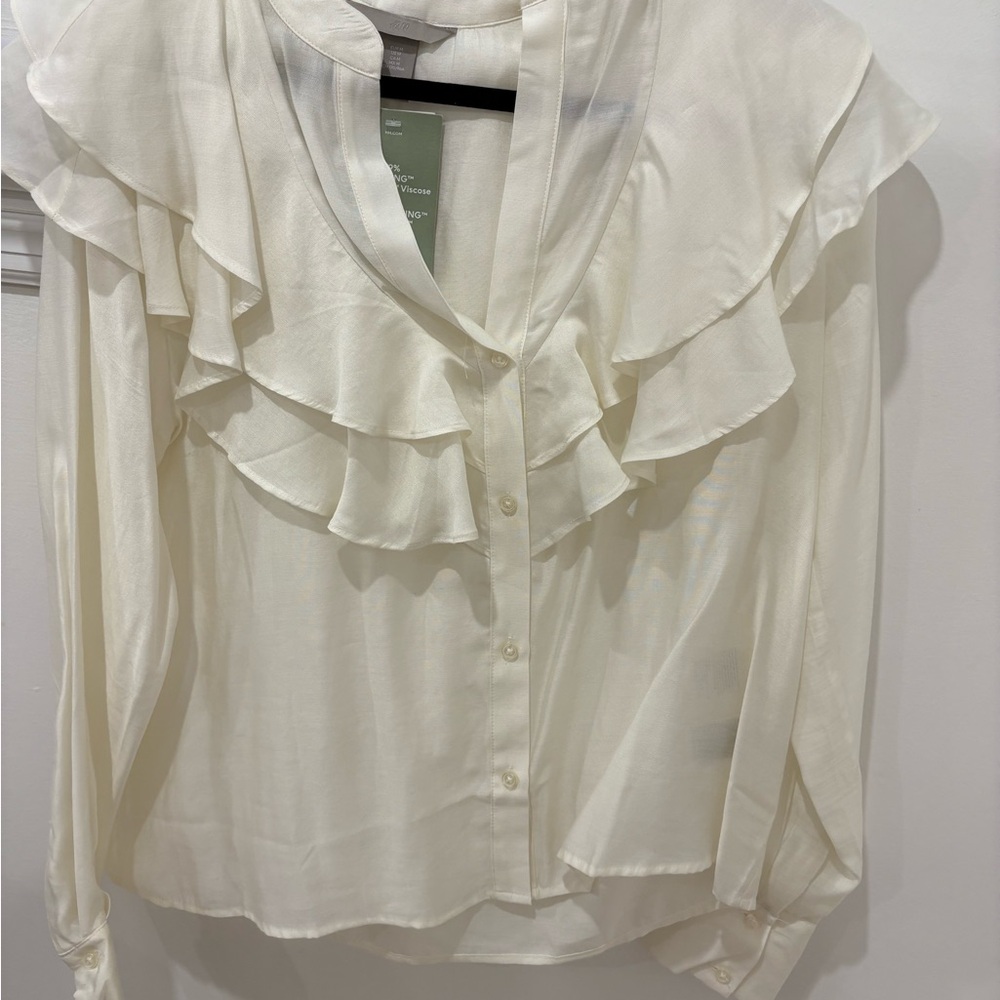 Elegant Cream Ruffled Blouse